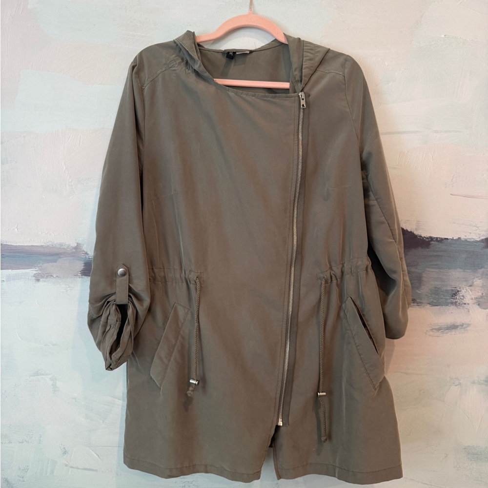H&M Olive Utility Hooded Anorak Jacket
